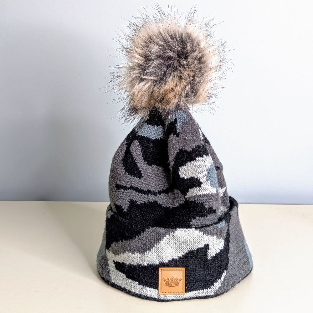 Panache Camouflage Knit Pom Pom Tight Knit Beanie Hat Cap OS